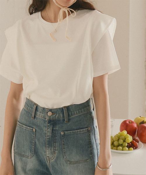 titivate tシャツ 汗染み防止ラッフルスリーブTシャツ