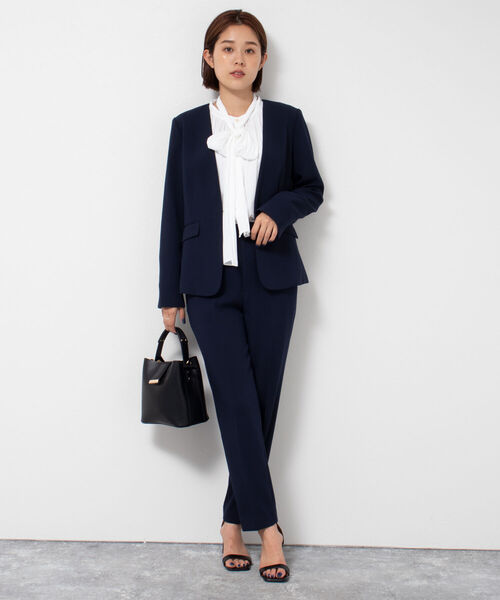 【美品】NOLLEY'S ネイビー ノーカラージャケット スカートスーツ NOLLEY'S 【プレミアムスーツ2点SET】ファンシーツイードノー