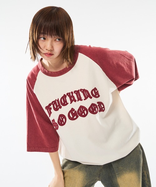 tシャツ ヴィンテージピグメントTシャツ 半袖ラグランクロップT レディース tシャツ ヴィンテージライクピグメントビック半袖Tシャツ
