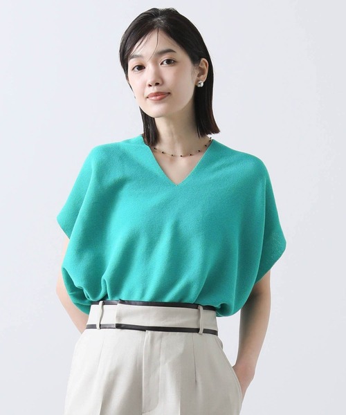 ニット セーター ホールガーメントＶネックフレンチニット レディース Gready Brilliant ニット セーター ホールガーメントVネック