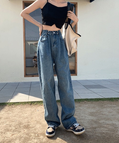 [me+em select] обработка Denim брюки MEDIUM голубой женский 