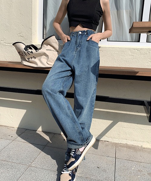 [me+em select] обработка Denim брюки MEDIUM голубой женский 