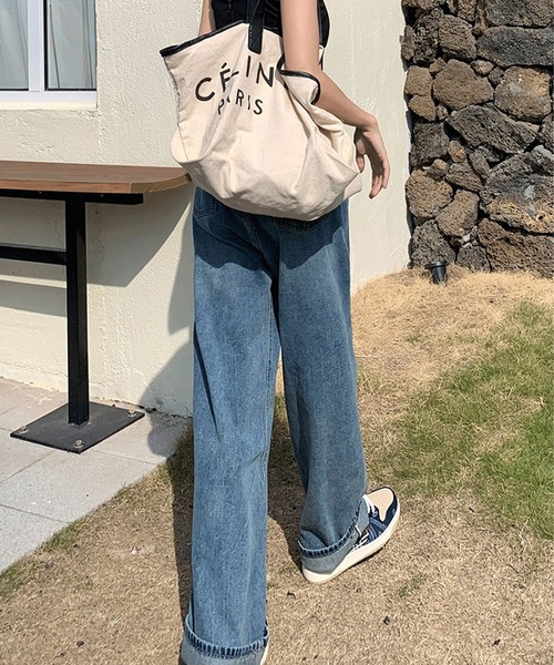 [me+em select] обработка Denim брюки MEDIUM голубой женский 