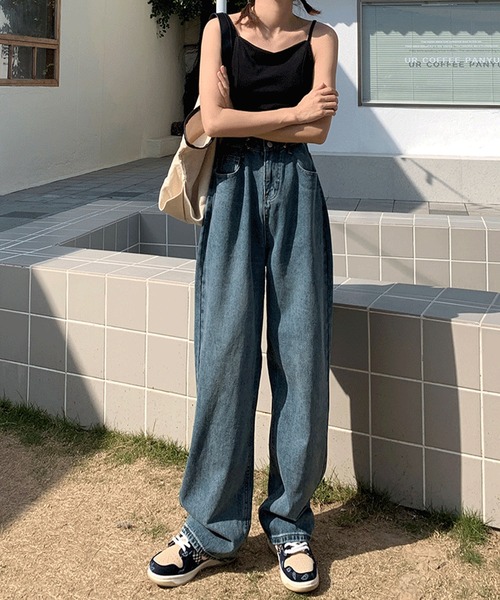 [me+em select] обработка Denim брюки MEDIUM голубой женский 