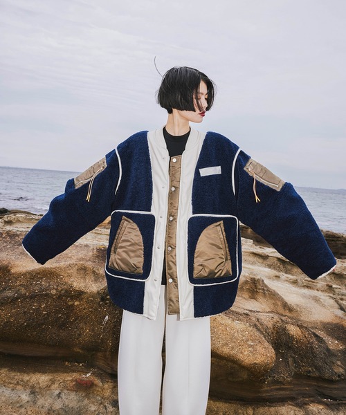 ミ*ゲ様 期間限定値下げ　美品　TOCCA　リバティコラボ　ノーカラーコート OMMO ノーカラーコート コート REVERSIBLE MIXED FABRIC CT レディース