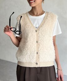 Chez toi（シェトワ） カーディガン 前後2WAYシャギーニットベスト