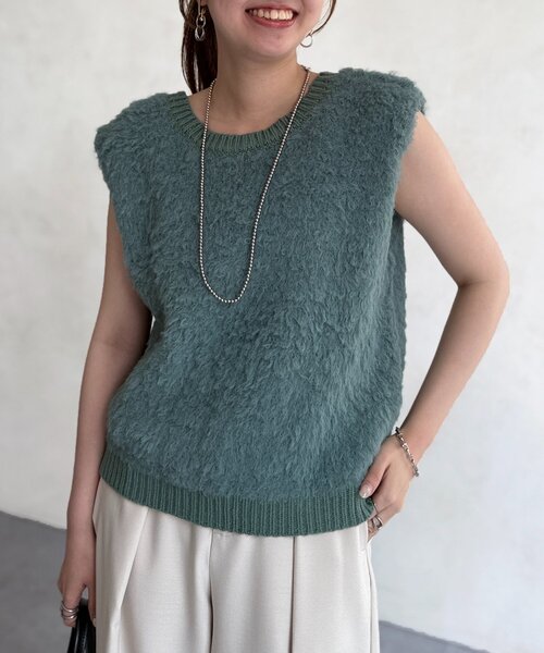 Chez toi（シェトワ） カーディガン 前後2WAYシャギーニットベスト