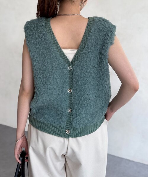 Chez toi（シェトワ） カーディガン 前後2WAYシャギーニットベスト