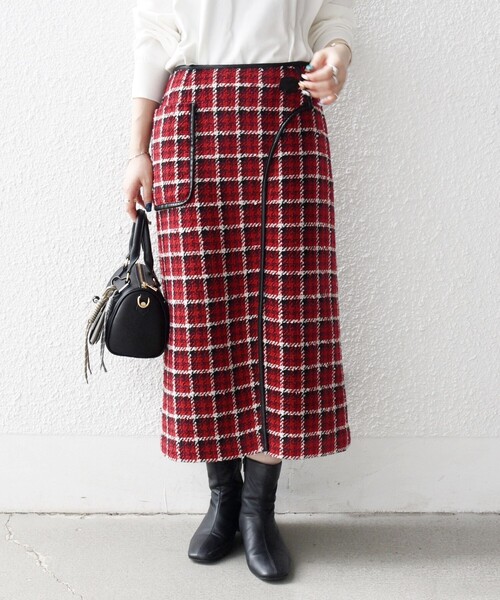 SHIPS any スカート any: ブロック ツイード タイト : ZOZOTOWN Yahoo