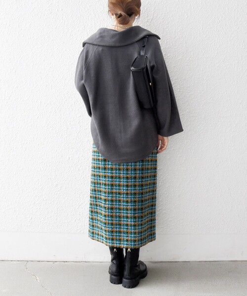 SHIPS any スカート any: ブロック ツイード タイト : ZOZOTOWN Yahoo