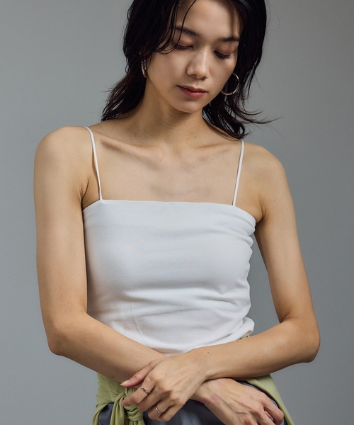 キャミソール ベア天カップ付きベアトップキャミソール「UVケア・接触冷感」