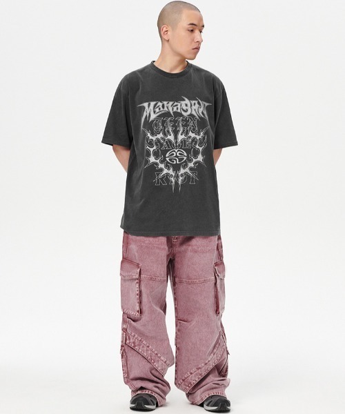 「MAHAGRID」 加工デニムパンツ M ピンク メンズ