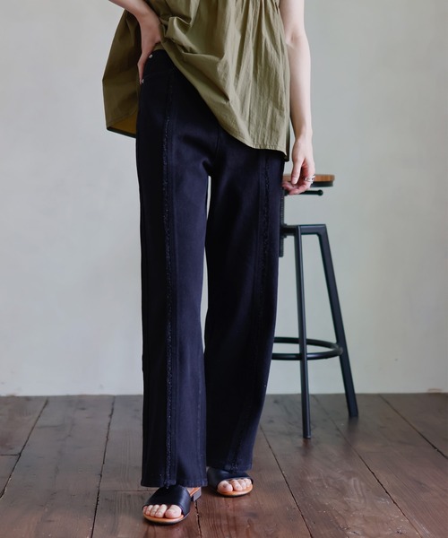 「hellam」 加工デニムパンツ MEDIUM グレー レディース