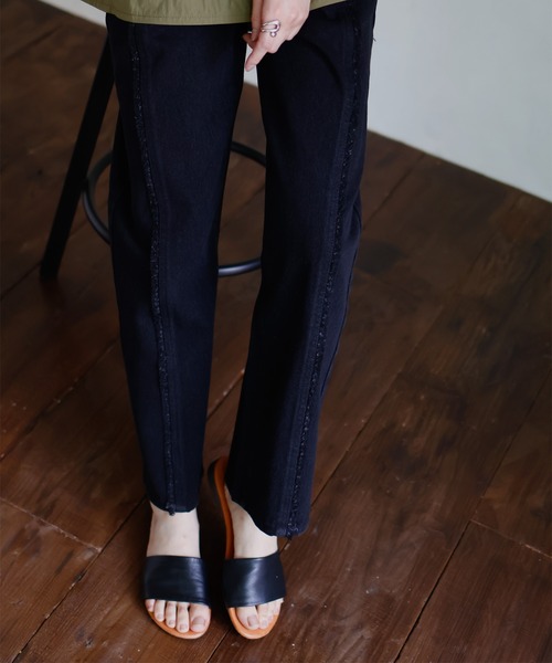 「hellam」 加工デニムパンツ MEDIUM グレー レディース