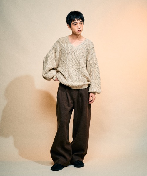 Elanque セーター ニット volume nep Vneck knit / ボリュームネップV 