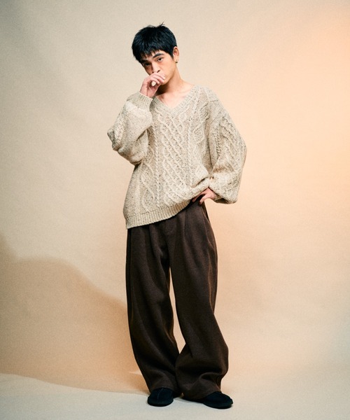 Elanque セーター ニット volume nep Vneck knit / ボリュームネップV