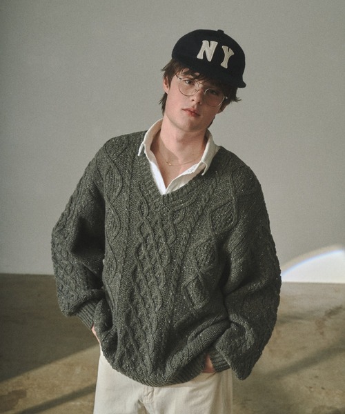 Elanque セーター ニット volume nep Vneck knit / ボリュームネップV