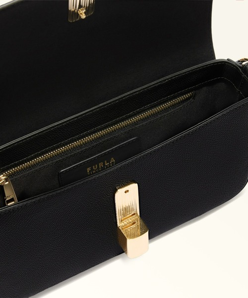 美品！FURLA フルラ　アイリス　クロスボディーショルダーバッグ ブラック 極美品】FURLA フルラ ショルダーバッグ リリー レザー 本革 ブラック