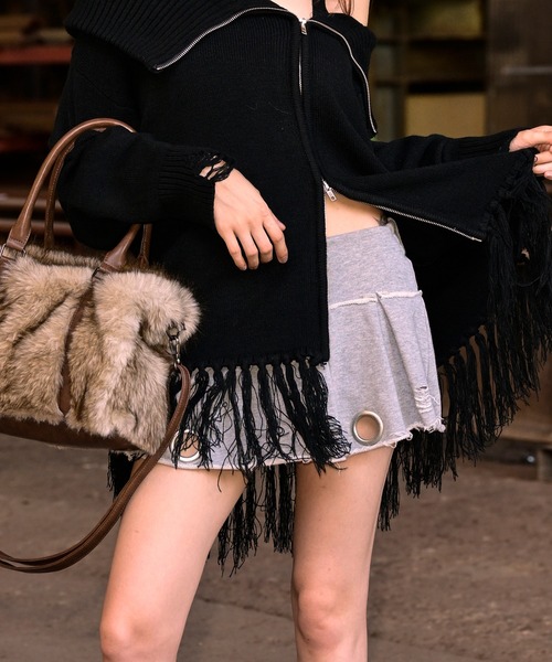 ACLENT（アクレント） スカート アイレットスウェットプリーツミニ