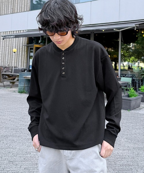 RRLブラックインディゴ ヘンリーネック 長袖カットソー RRLブラックインディゴ ヘンリーネック 長袖カットソー RRLブラック