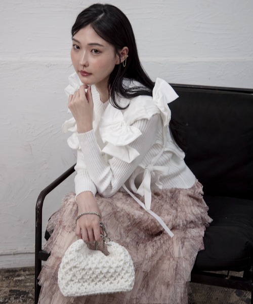 編みバッグ ショルダーバッグ バッグ チェーンストラップ付かぎ編みバッグ