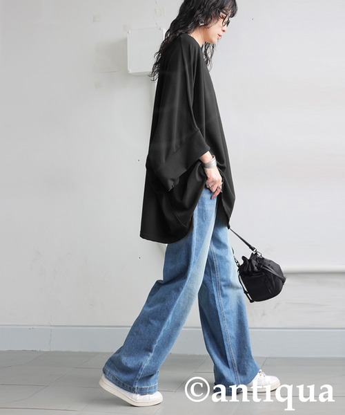 「antiqua」 半袖カットソー ONESIZE モカ レディース_画像4
