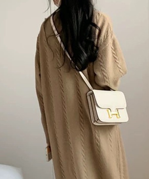 ワンピース ケーブル編み ポロニットワンピース /ケーブルニット ロングワンピース 韓国フェミニン 秋冬 | lulufa | 18