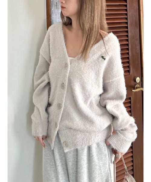 ラコステ　snidel ラメニットカーディガン SNIDEL（スナイデル） カーディガン LACOSTE/ラメニットカーディガン