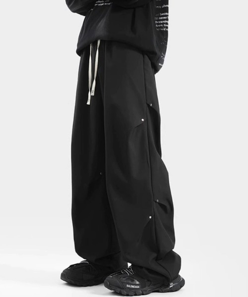 lilful カーゴパンツ スタッズタックデザインナイロンカーゴパンツ