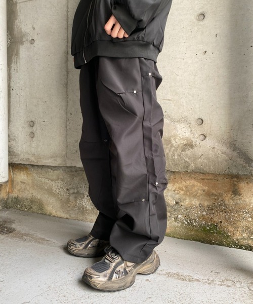 lilful カーゴパンツ スタッズタックデザインナイロンカーゴパンツ