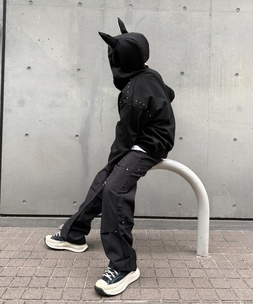 lilful カーゴパンツ スタッズタックデザインナイロンカーゴパンツ