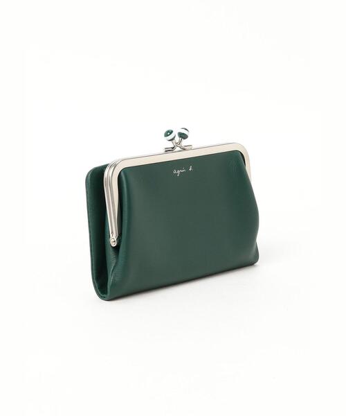 未使用　agnes b. レザー三つ折り財布 がま口　グリーン×ホワイト agnes b. 「agnes b.」 財布 FREE グリーン レディース : ZOZOTOWN