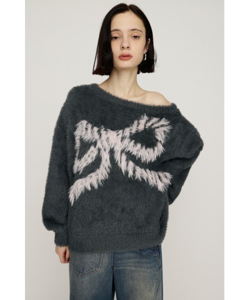SLY（スライ） ニット セーター ONE SHOULDER RIBBON KNIT TOPS ワン