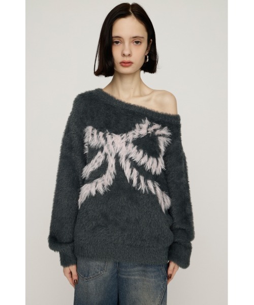 SLY（スライ） ニット セーター ONE SHOULDER RIBBON KNIT TOPS ワン