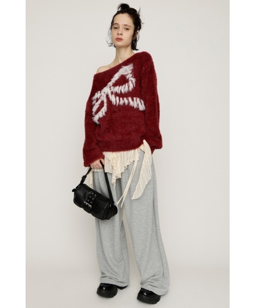 SLY（スライ） ニット セーター ONE SHOULDER RIBBON KNIT TOPS ワン