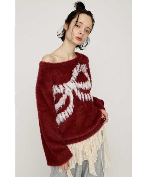 SLY（スライ） ニット セーター ONE SHOULDER RIBBON KNIT TOPS ワン