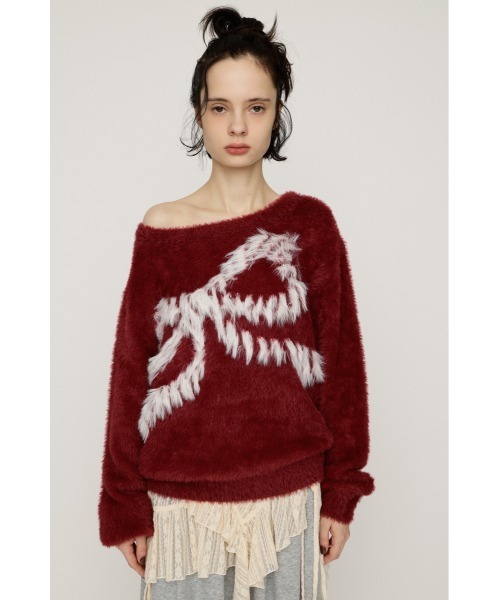 SLY（スライ） ニット セーター ONE SHOULDER RIBBON KNIT TOPS ワン