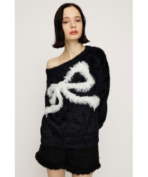 SLY（スライ） ニット セーター ONE SHOULDER RIBBON KNIT TOPS ワン