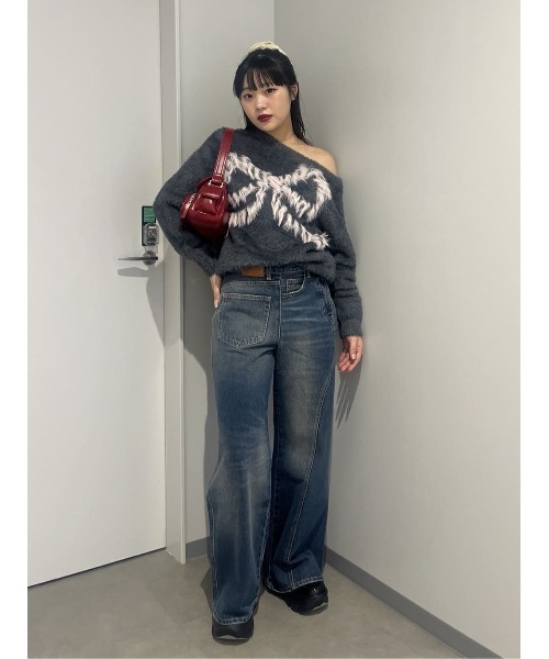 SLY(スライ) ニット セーター ONE SHOULDER RIBBON KNIT TOPS ワン SLY(スライ) ニット セーター ONE SHOULDER RIBBON KNIT TOPS ワン