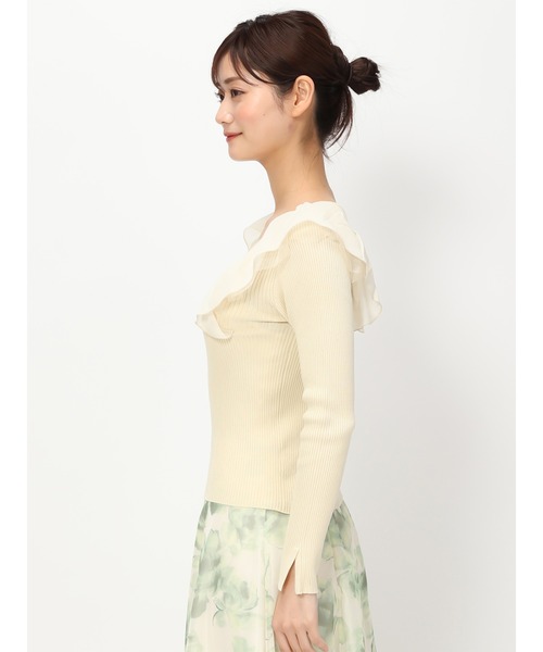 「MISCH MASCH」 長袖ニット フリ- ブルー レディース_画像3