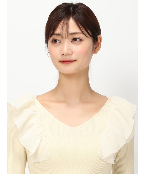 「MISCH MASCH」 長袖ニット フリ- ブルー レディース_画像5