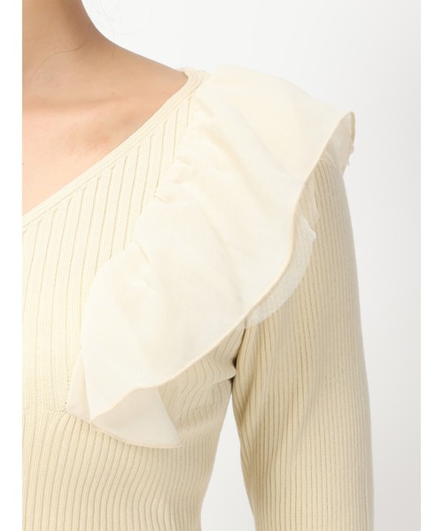 「MISCH MASCH」 長袖ニット フリ- ブルー レディース_画像9