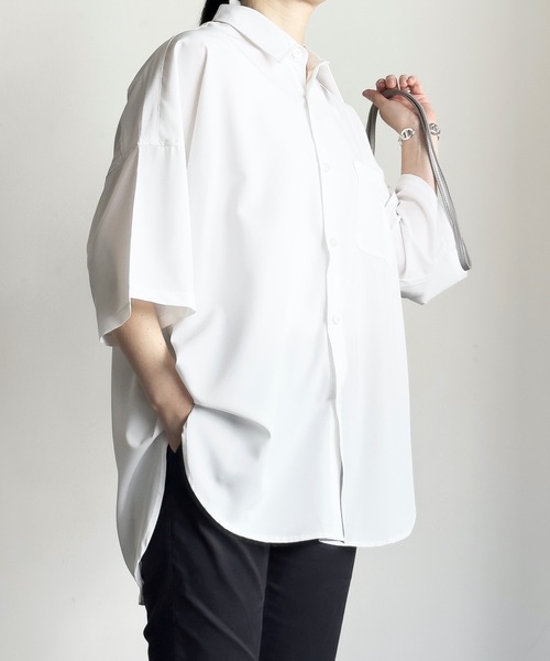 「COMMON WARE」 半袖シャツ L チャコールグレー レディース_画像3