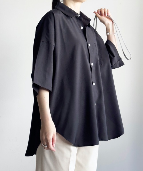 「COMMON WARE」 半袖シャツ L チャコールグレー レディース_画像7