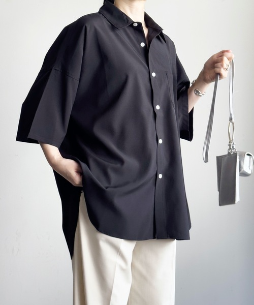 「COMMON WARE」 半袖シャツ L チャコールグレー レディース_画像9