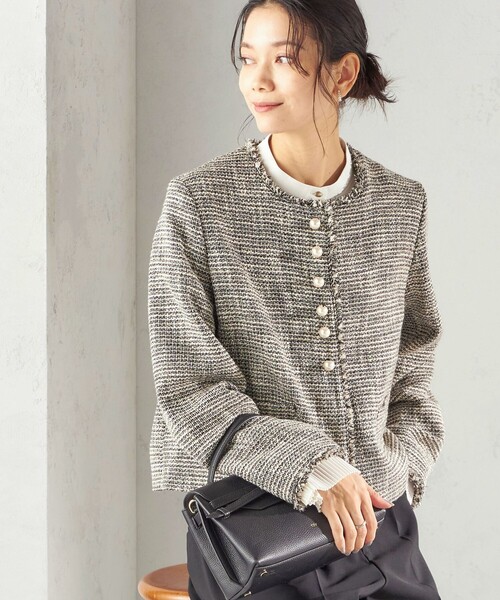 SHIPS（シップス） ジャケット ノーカラージャケット トライスピン 杢