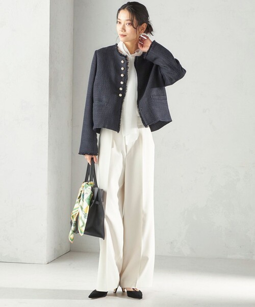 SHIPS（シップス） ジャケット ノーカラージャケット トライスピン 杢