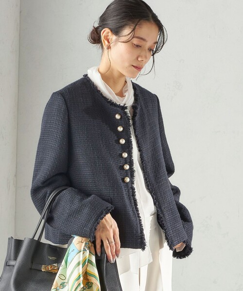 SHIPS（シップス） ジャケット ノーカラージャケット トライスピン 杢