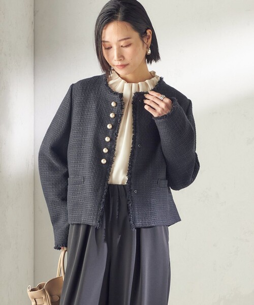 SHIPS（シップス） ジャケット ノーカラージャケット トライスピン 杢