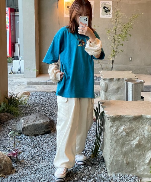 「NYLAUS」 チノパンツ LL ホワイト メンズ_画像2